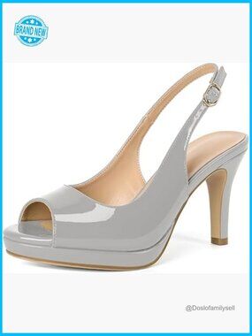 Peep Toe Platform Slingback Heels 3.5 Inch High Heel Dress Shoes Stiletto Party